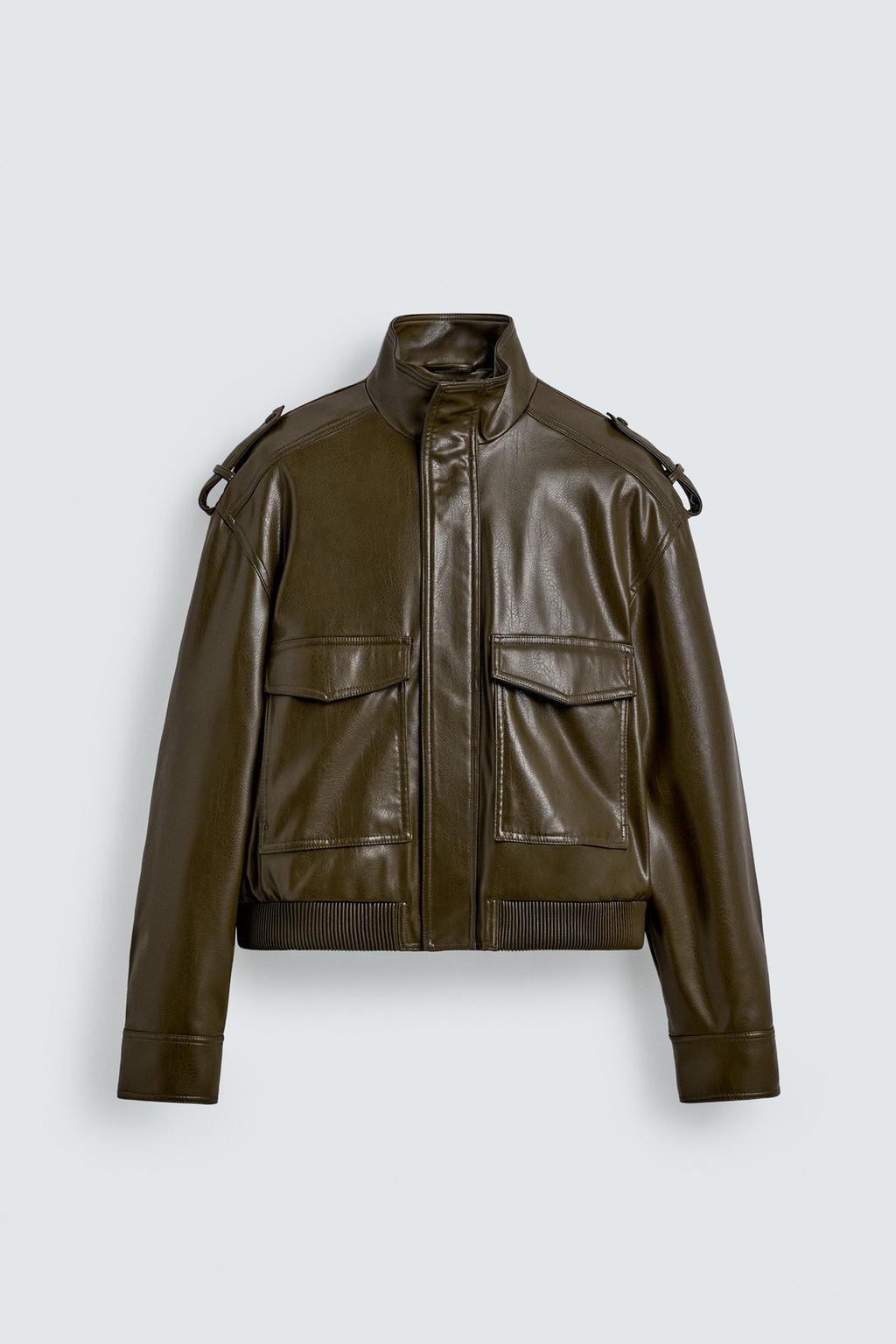 УКОРОЧЕННАЯ КУРТКА ИЗ ИСКУССТВЕННОЙ КОЖИ