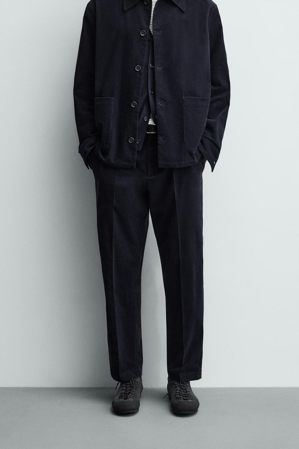 БРЮКИ REGULAR FIT ИЗ ЛЕГКОЙ ВЕЛЬВЕТОВОЙ ТКАНИ