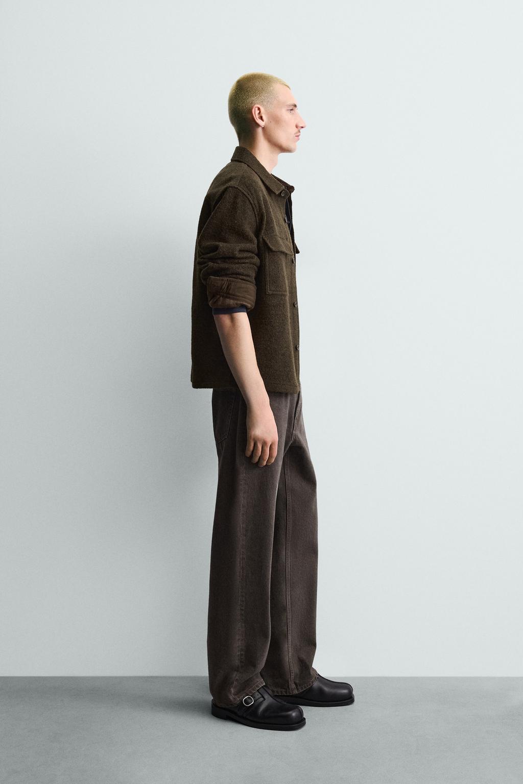 КУРТКА-РУБАШКА ИЗ РЕЛЬЕФНОЙ ТКАНИ С ШЕРСТЬЮ