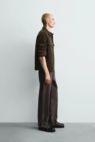 Куртка-рубашка из рельефной ткани с шерстью