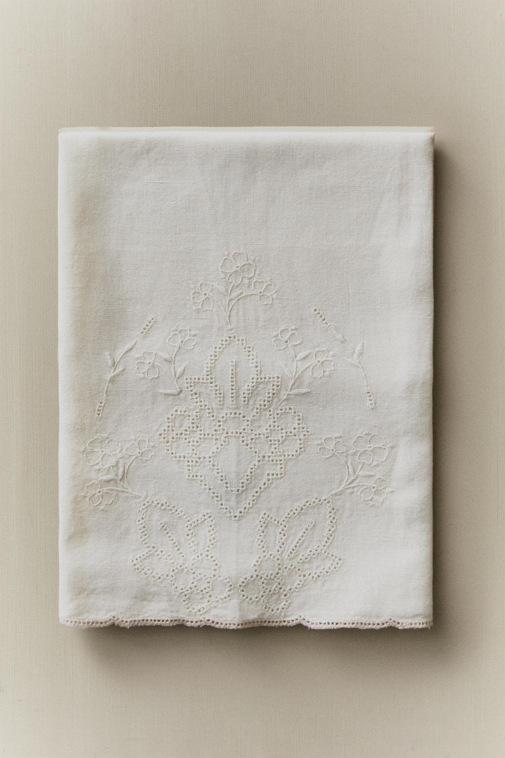 Штора из шифона с вышивкой из льна (набор из 2 шт.)