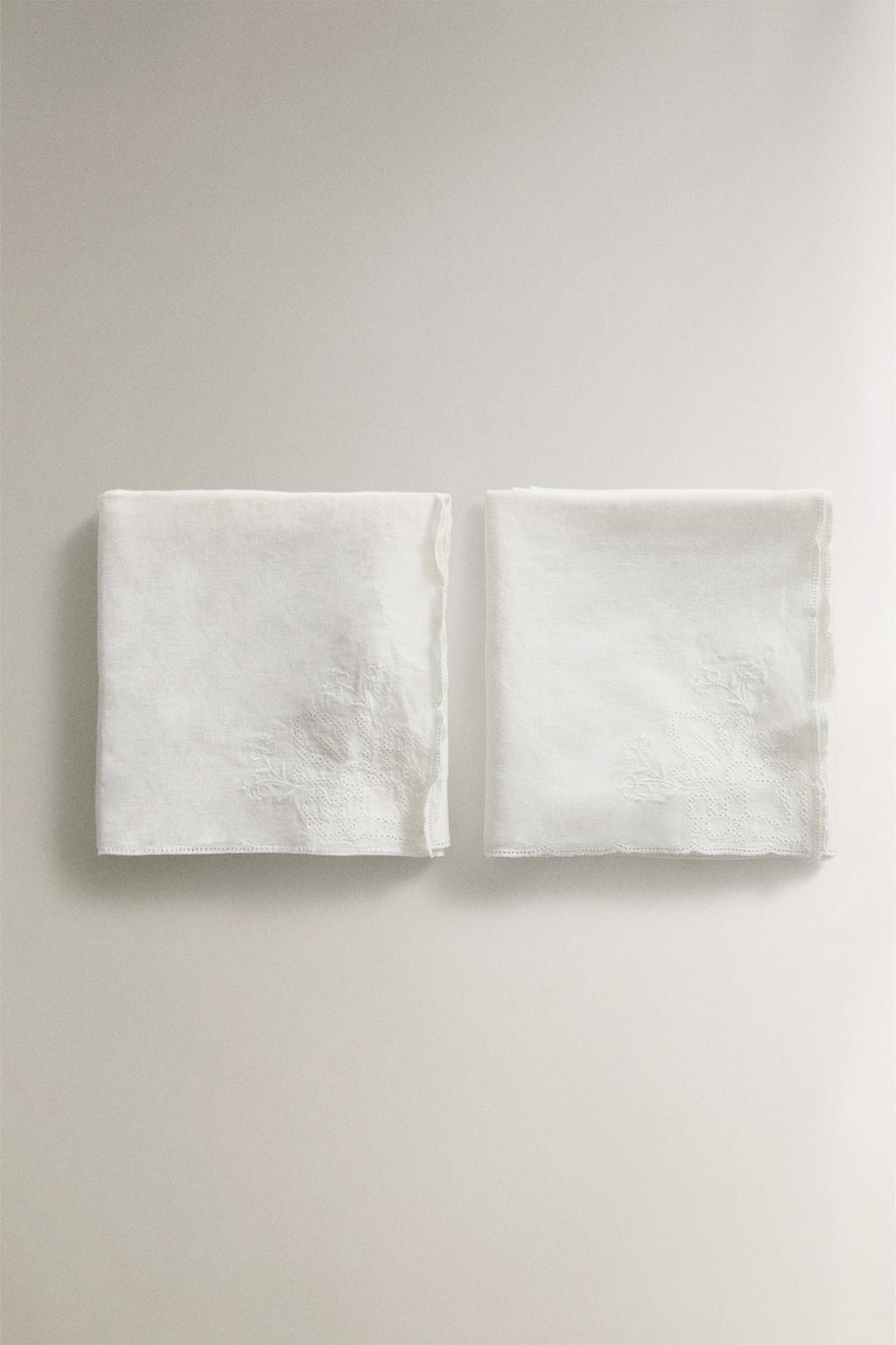 Штора из шифона с вышивкой из льна (набор из 2 шт.)