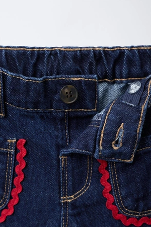 Джинсы-кюлоты с волнистыми карманами- Заказать в России