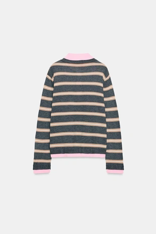 Комбинированное трикотажное поло в полоску- Заказать в России