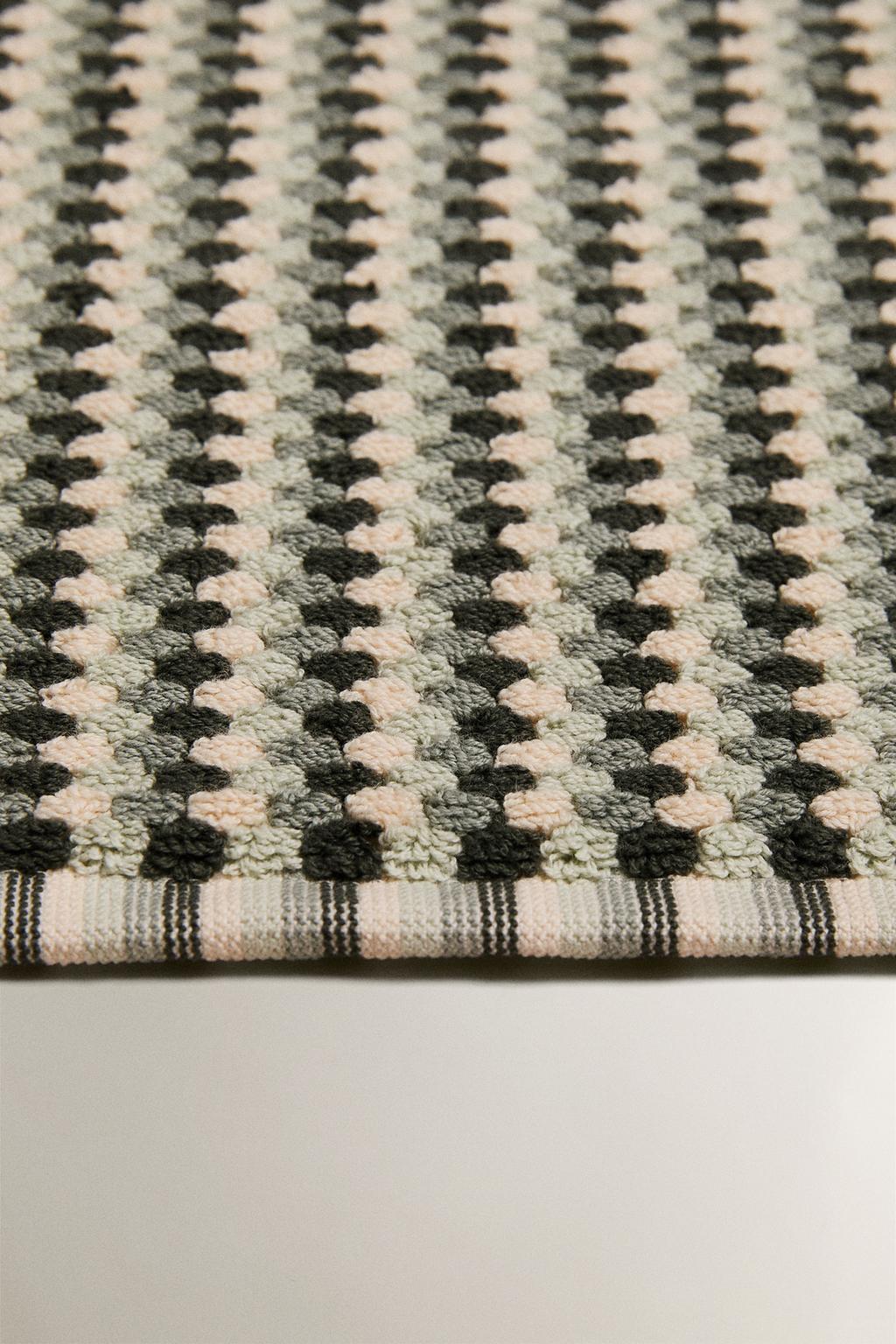 Хлопковый коврик для ванны с геометрическим жаккардовым узором