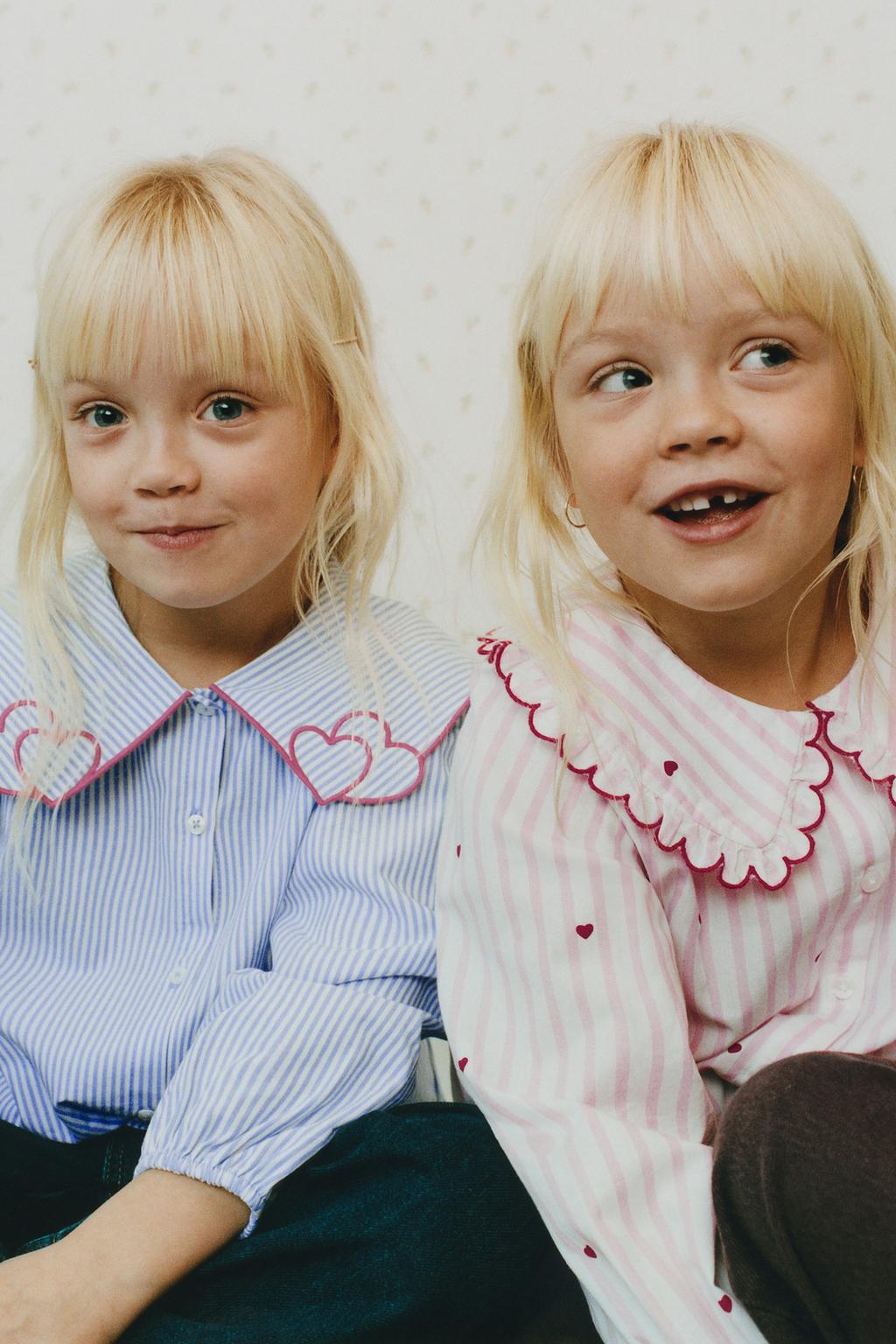 РУБАШКА В ПОЛОСКУ С ВОРОТНИКОМ В ВИДЕ СЕРДЕЦ