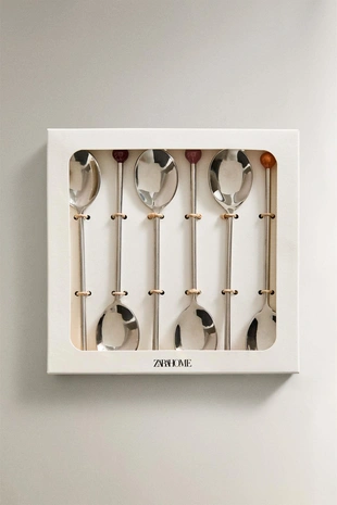 Набор цветных стальных чайных ложек (набор из 6 штук)- Заказать в России