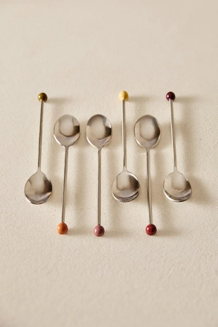 Набор цветных стальных чайных ложек (набор из 6 штук)- Заказать в России