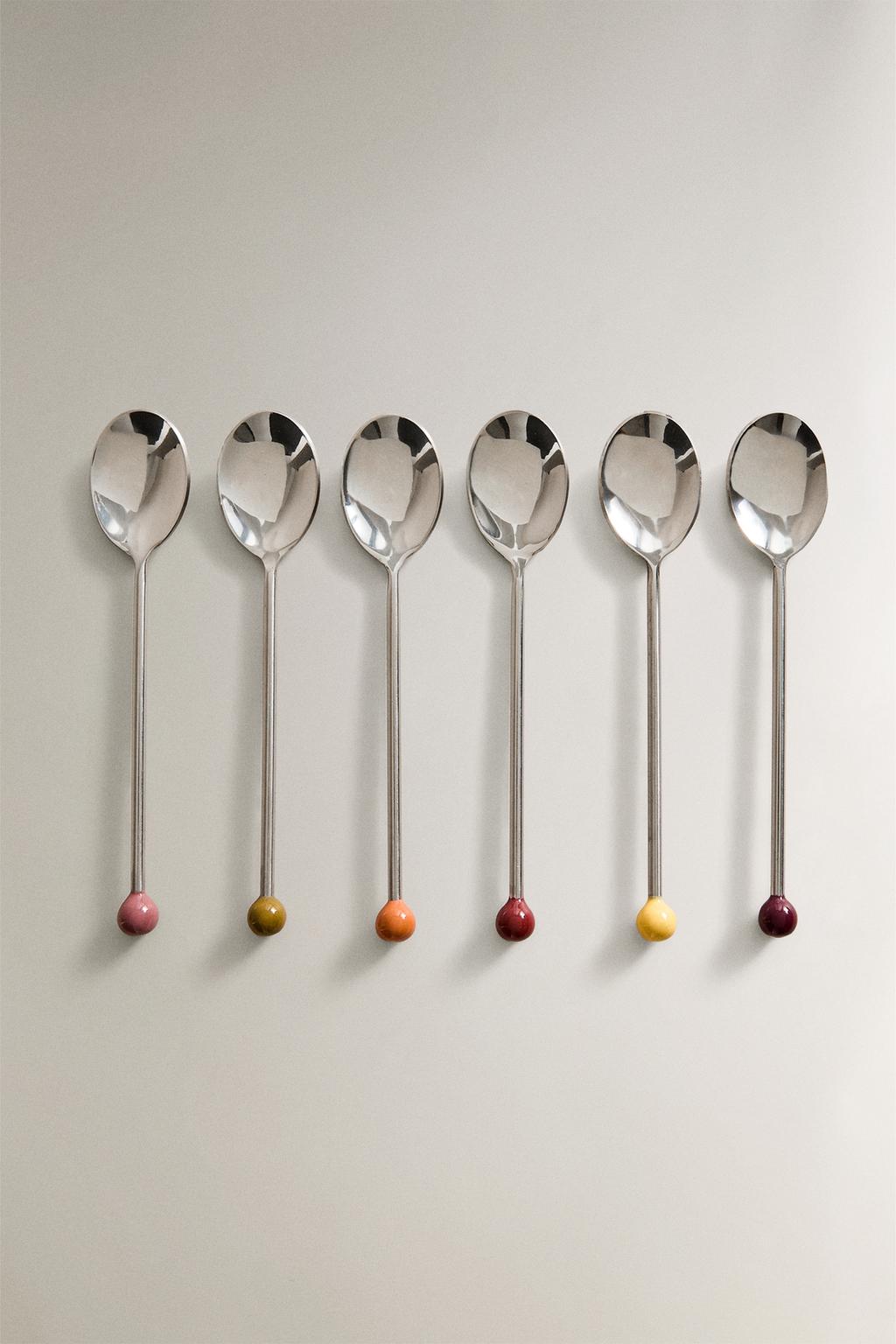 Набор цветных стальных чайных ложек (набор из 6 штук)