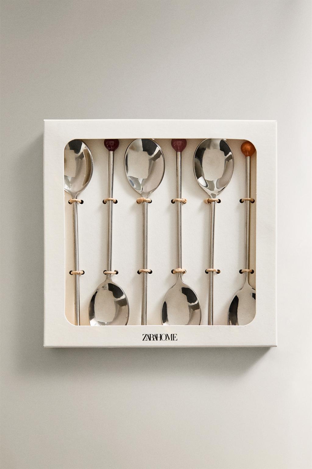 Набор цветных стальных чайных ложек (набор из 6 штук)