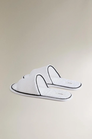 Тапочки-сабо из махрового полотна с обрамлением- Заказать в России