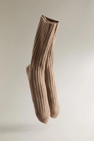 Носки из кашемира с подошвой из кожи- Заказать в России