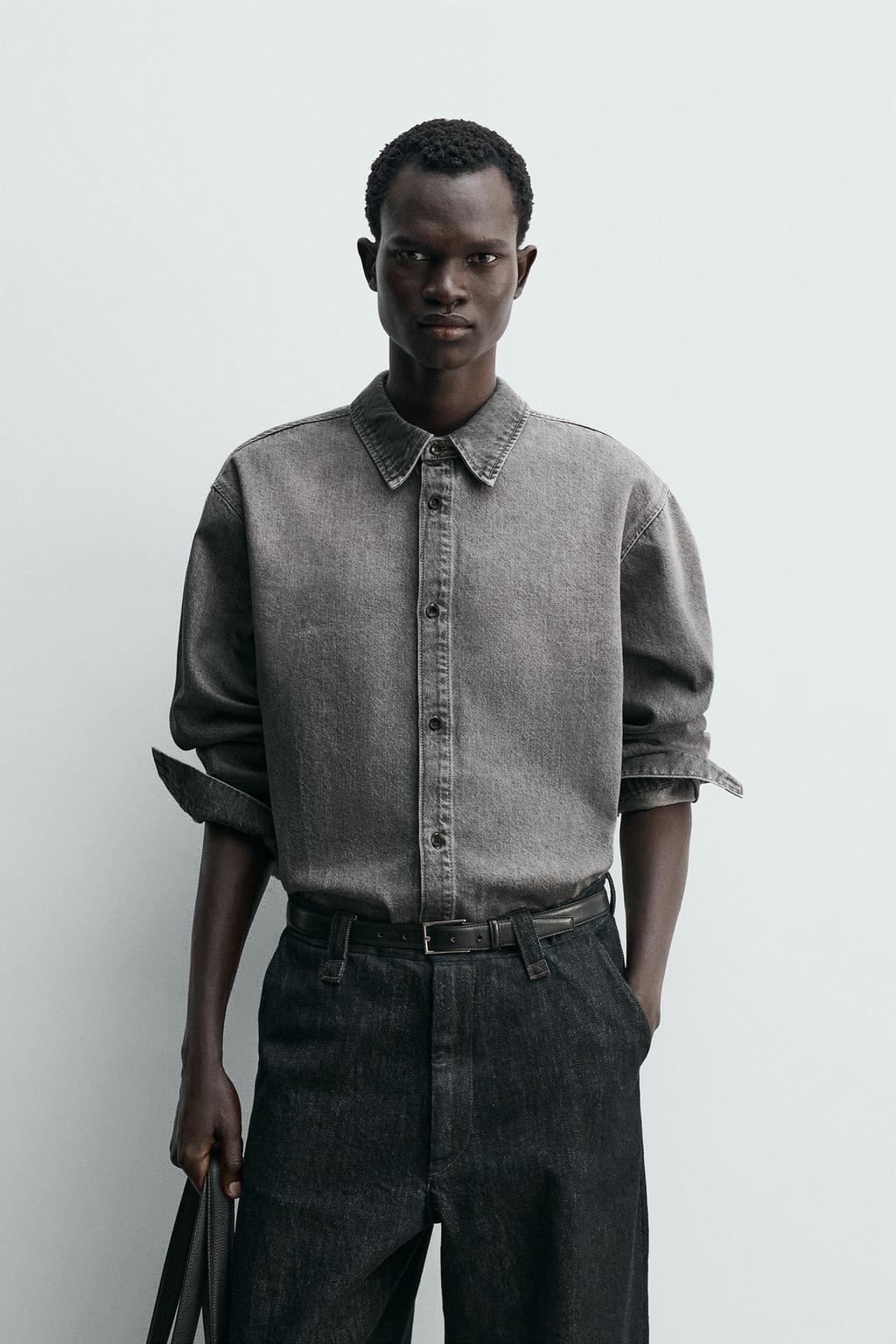 РУБАШКА RELAXED FIT ИЗ ВЫЦВЕТШЕГО ДЕНИМА