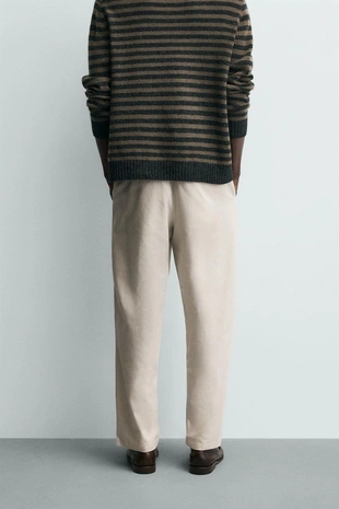 Брюки свободного кроя из хлопка и льна- Заказать в России