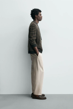 Брюки свободного кроя из хлопка и льна- Заказать в России