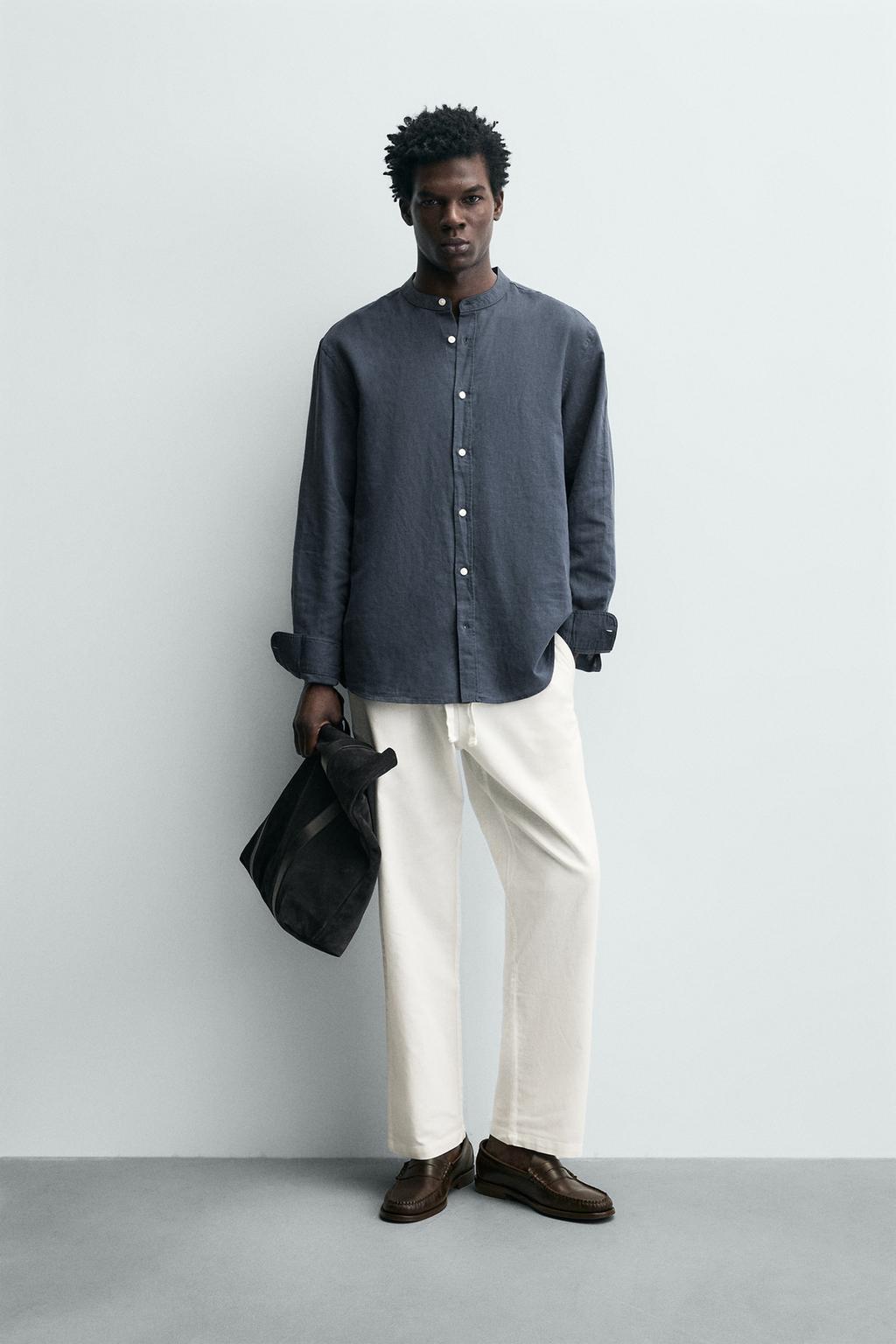 Брюки свободного кроя из хлопка и льна