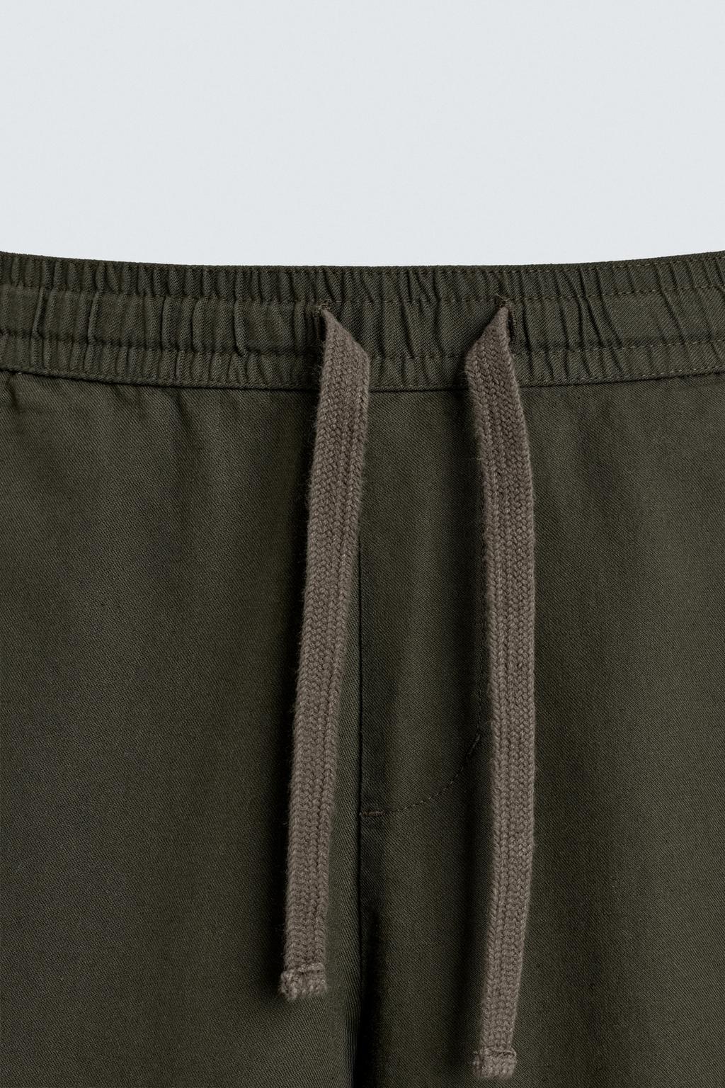 Брюки свободного кроя из хлопка и льна