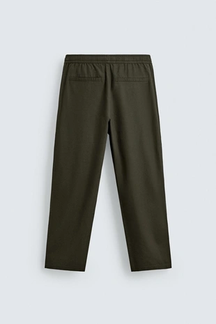 Брюки свободного кроя из хлопка и льна