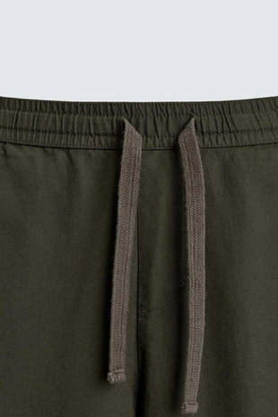 Брюки свободного кроя из хлопка и льна