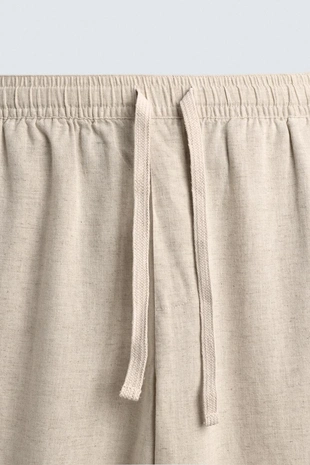 Повседневные брюки из хлопка и льна свободного кроя- Заказать в России