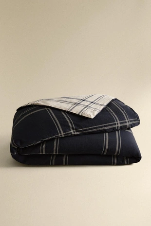 Одеяло из хлопка с дизайном клетки (двухстороннее)- Заказать в России