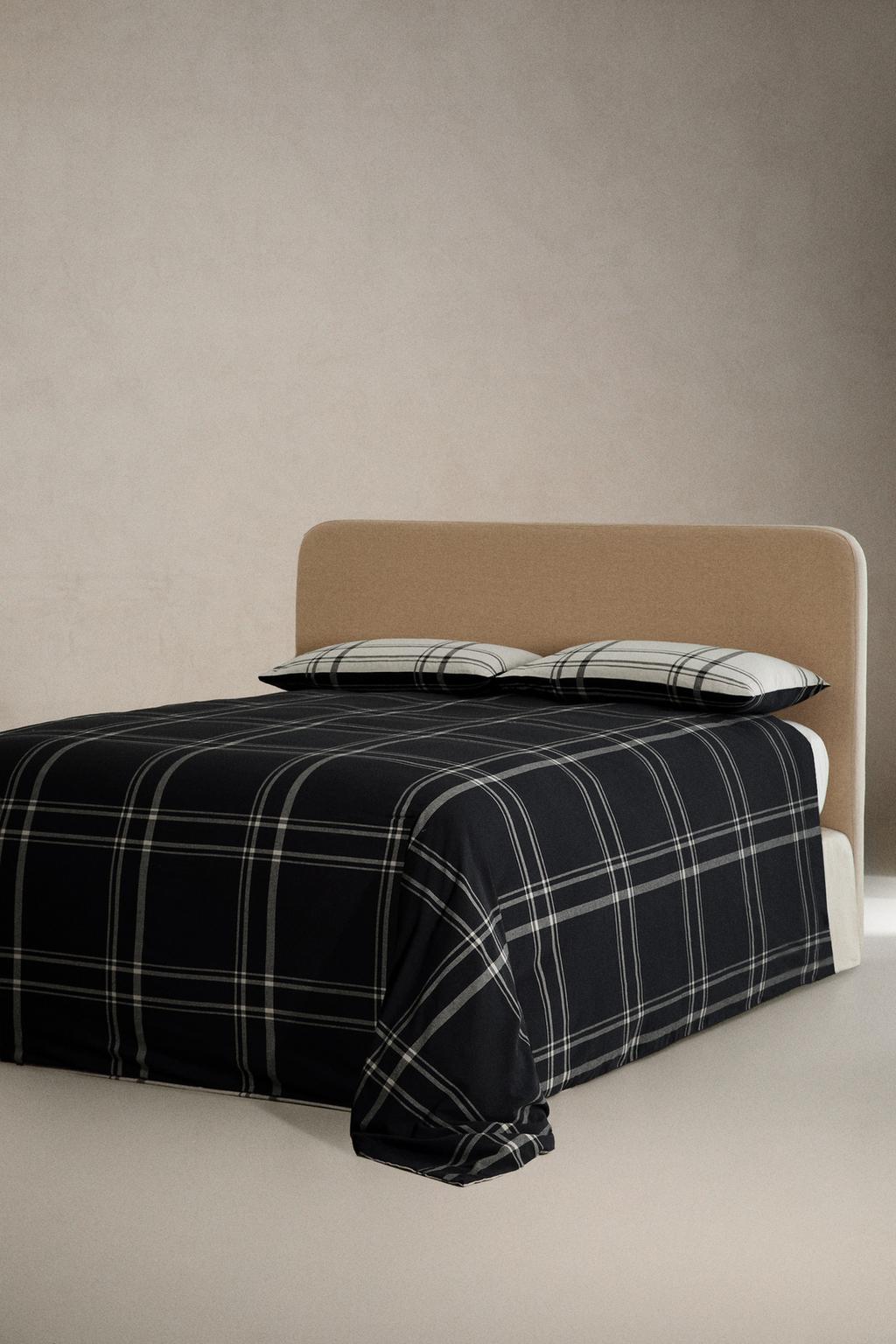 Одеяло из хлопка с дизайном клетки (двухстороннее)