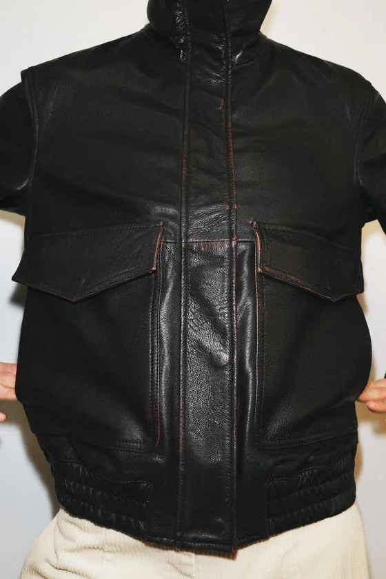 БОМБЕР ИЗ 100% КОЖИ — коллекция Zara «ZW» 