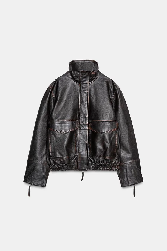 БОМБЕР ИЗ 100% КОЖИ — коллекция Zara «ZW» 