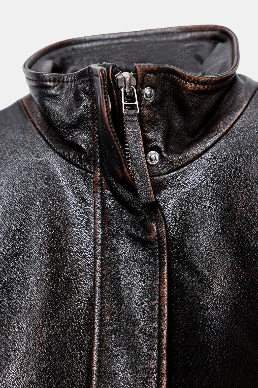 Zara Бомбер из 100% кожи — коллекция zara «zw» - Цвет черный