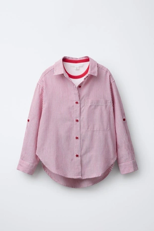 Рубашка в полоску с контрастной планкой на воротнике. футболка в упаковке- Заказать в России