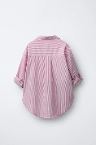 Рубашка в полоску с контрастной планкой на воротнике. футболка в упаковке- Заказать в России