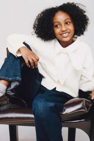 Укороченная рубашка со съемным шарфом- Заказать в России