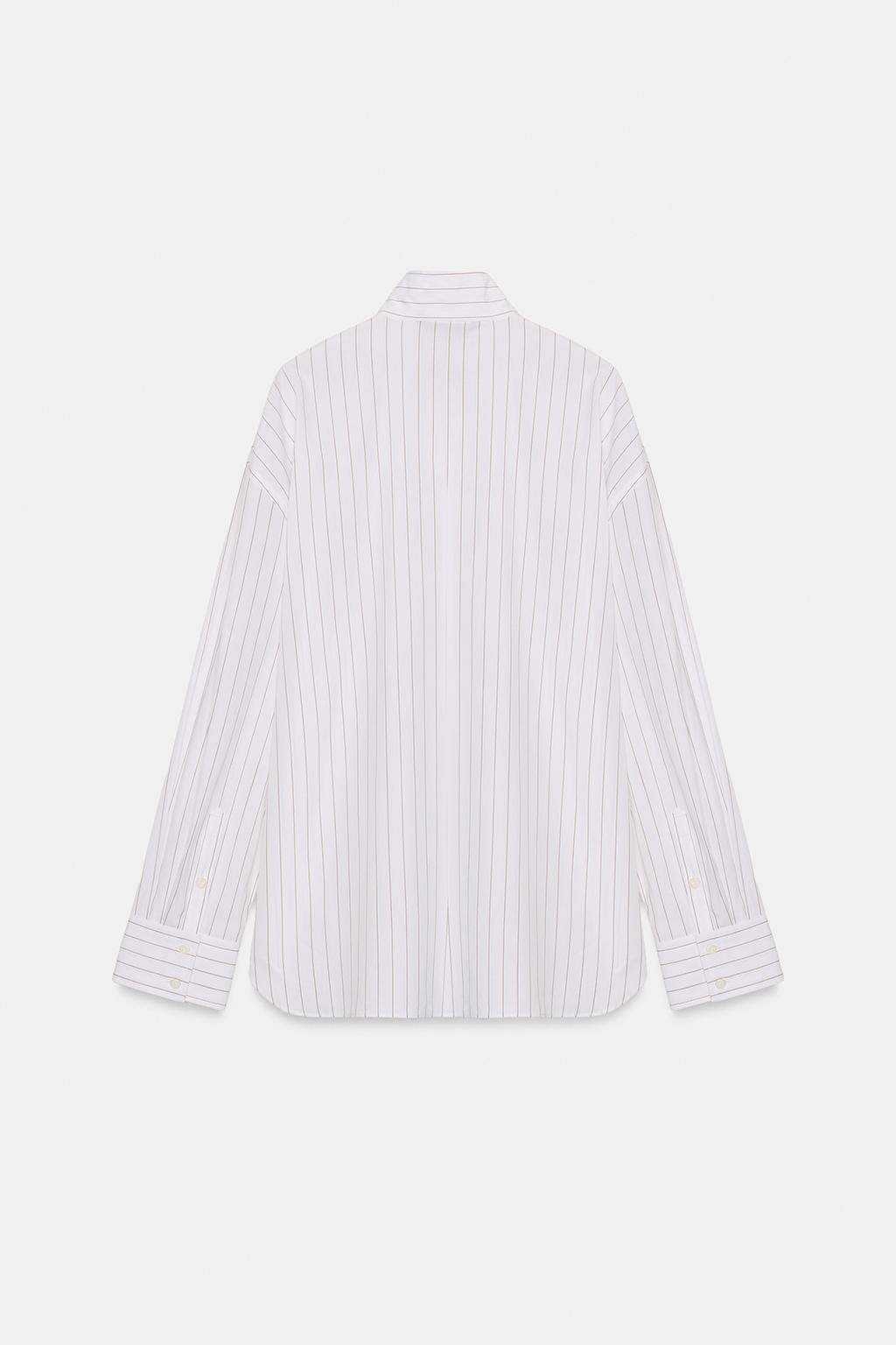 РУБАШКА ИЗ ПОПЛИНА В ПОЛОСКУ С ШАРФОМ