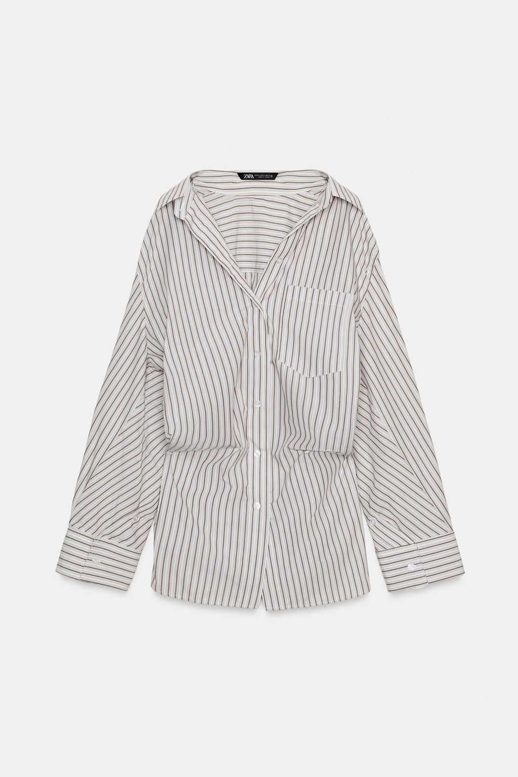 РУБАШКА ОВЕРСАЙЗ В ПОЛОСКУ С РУКАВАМИ «ЛЕТУЧАЯ МЫШЬ»