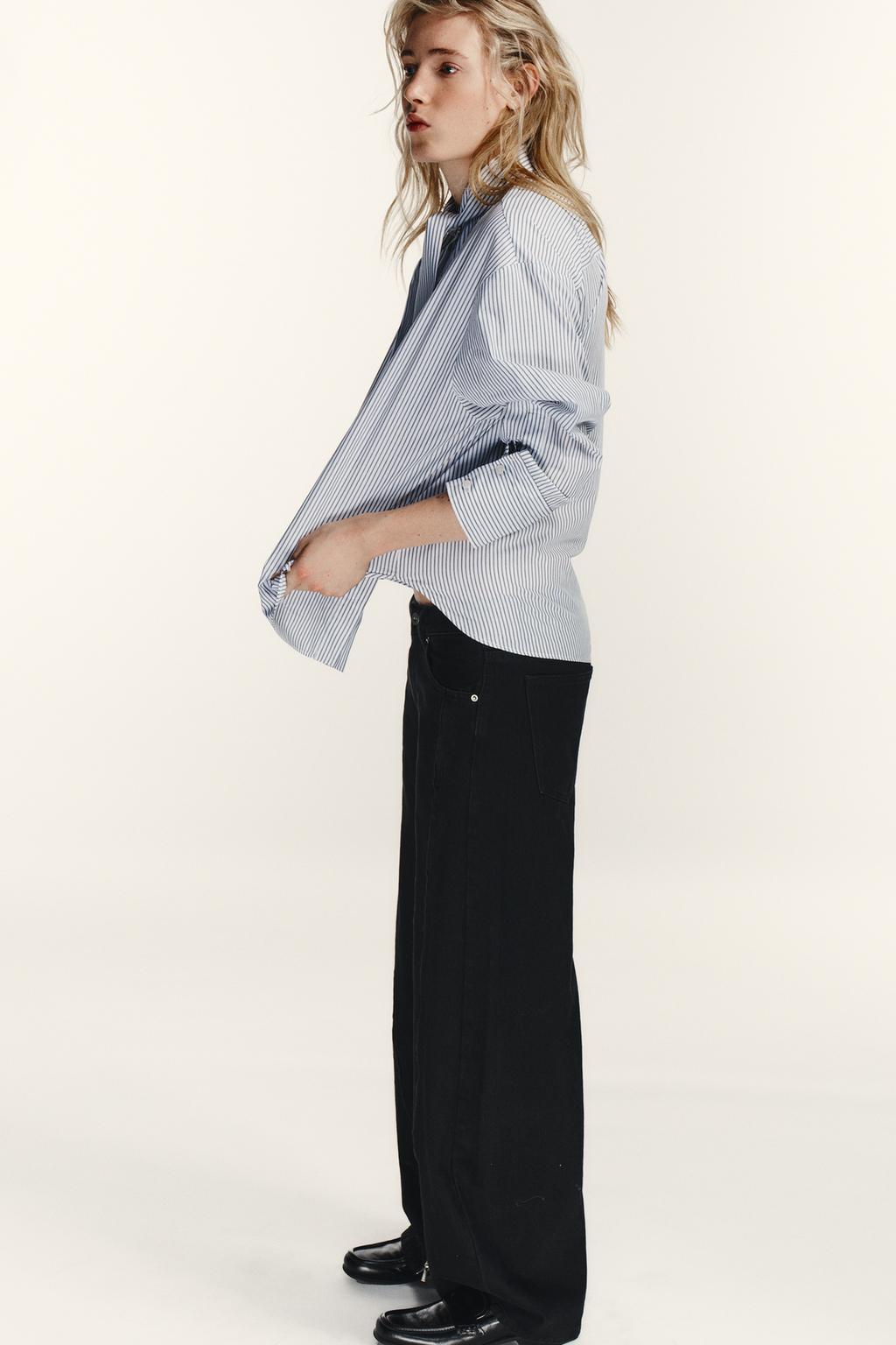 РУБАШКА ИЗ ПОПЛИНА В ПОЛОСКУ С ШАРФОМ