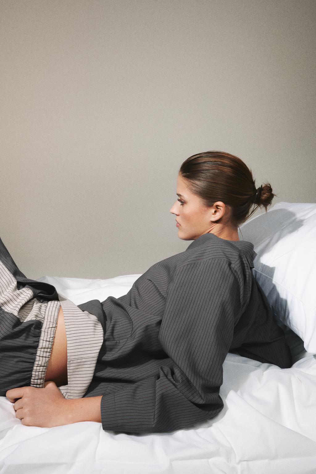 РУБАШКА В ПОЛОСКУ ИЗ СМЕСОВОЙ ВИСКОЗЫ