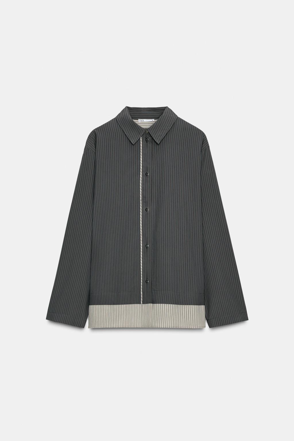 РУБАШКА В ПОЛОСКУ ИЗ СМЕСОВОЙ ВИСКОЗЫ