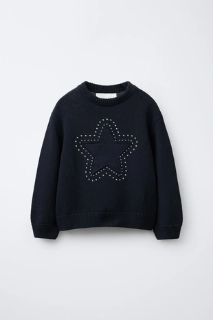 Вязаный свитер с звездами и заклепками- Заказать в России