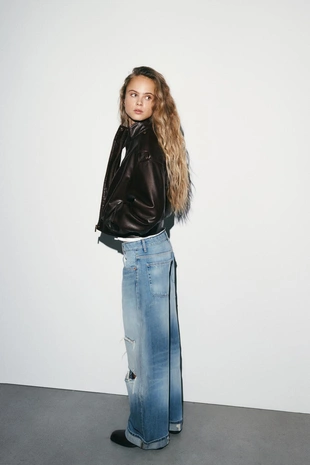 Джинсы TRF BAGGY FOLDED с разрезами- Заказать в России