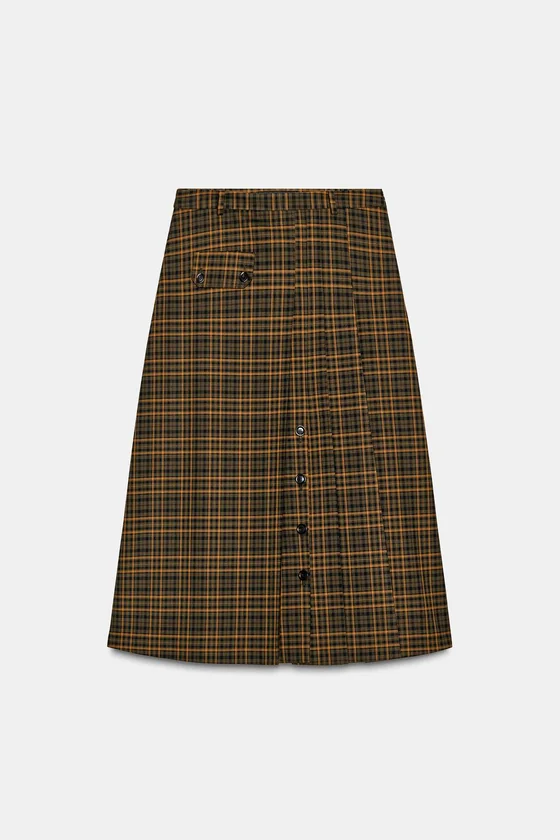 ЮБКА МИДИ В КЛЕТКУ — коллекция Zara «ZW»