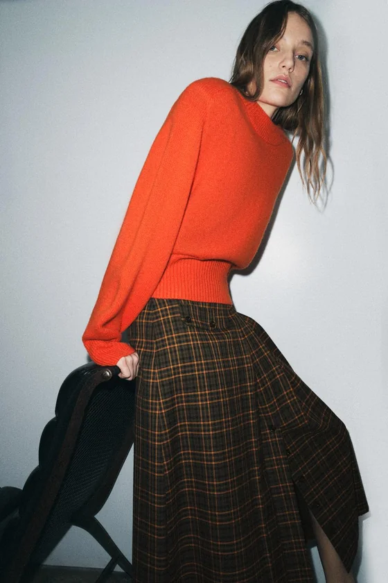 ЮБКА МИДИ В КЛЕТКУ — коллекция Zara «ZW»