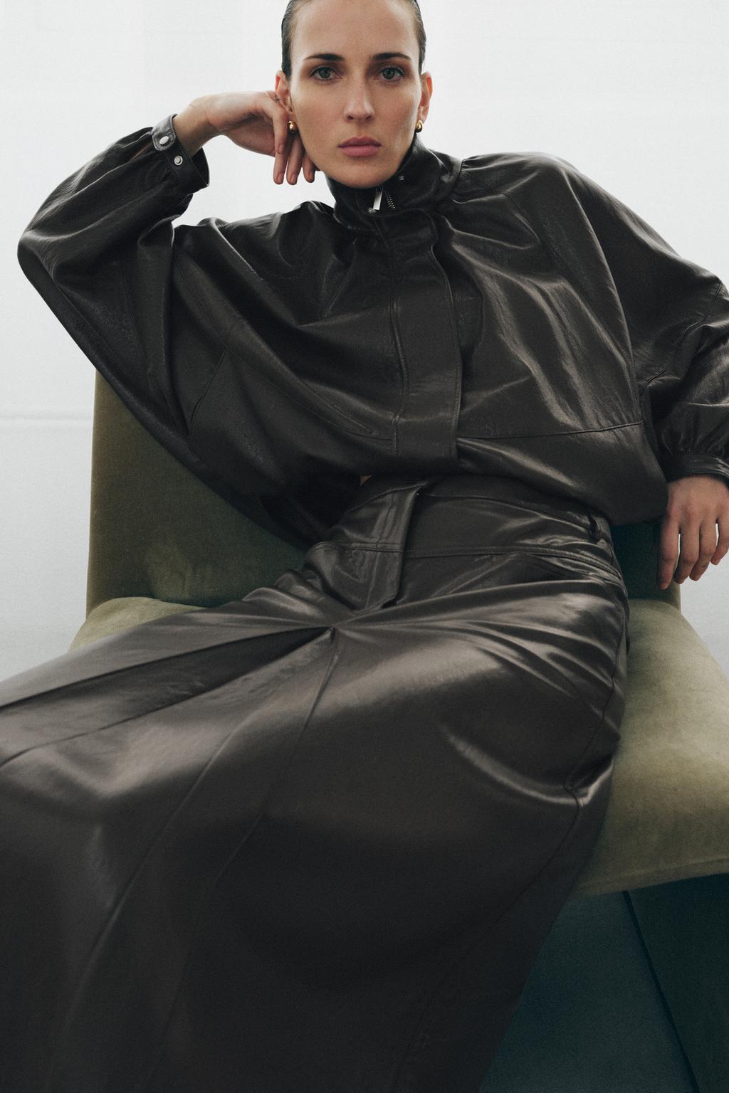 ЮБКА ИЗ ИСКУССТВЕННОЙ КОЖИ СО СКЛАДКАМИ — ZW COLLECTION