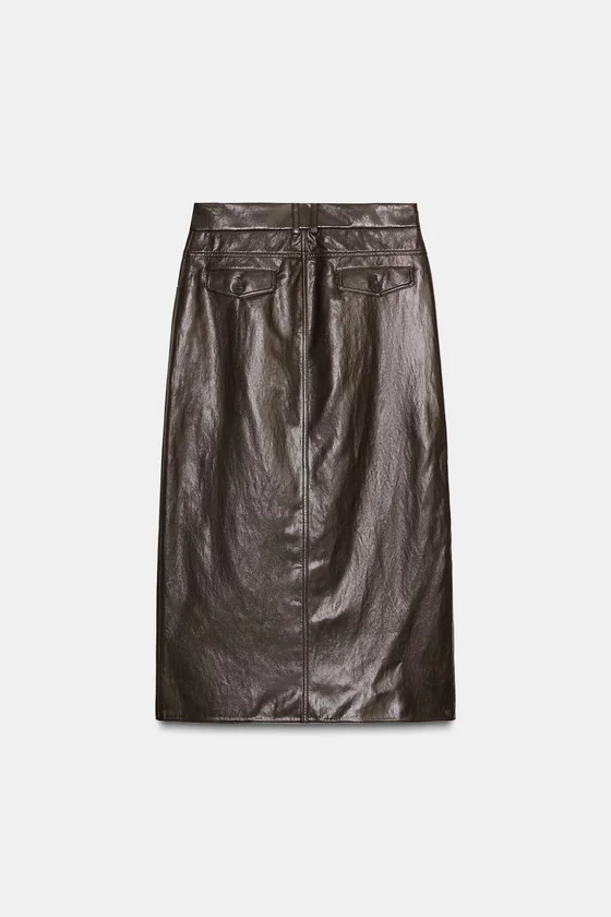 ЮБКА ИЗ ИСКУССТВЕННОЙ КОЖИ СО СКЛАДКАМИ — коллекция Zara «ZW»