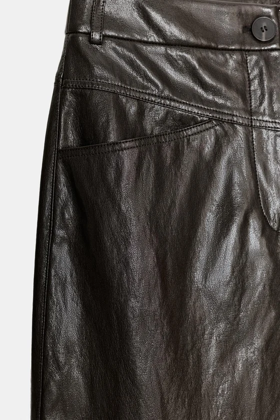 ЮБКА ИЗ ИСКУССТВЕННОЙ КОЖИ СО СКЛАДКАМИ — коллекция Zara «ZW»
