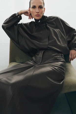 Юбка из искусственной кожи со складками — ZW COLLECTION- Заказать в России