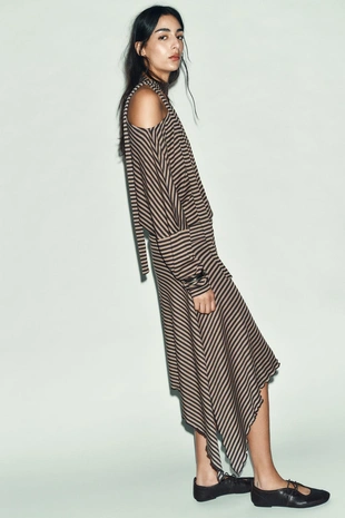 Юбка асимметричного кроя в полоску- Заказать в России