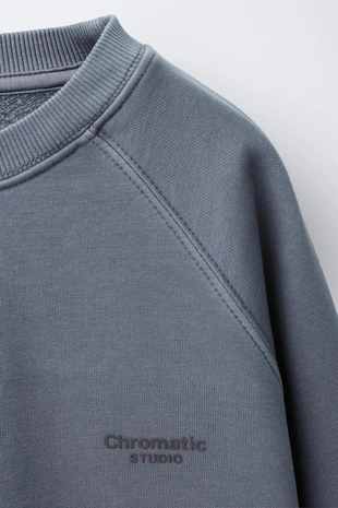 Толстовка из ткани с эффектом потертости с текстом