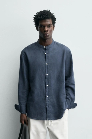 Рубашка из льна и хлопка- Заказать в России