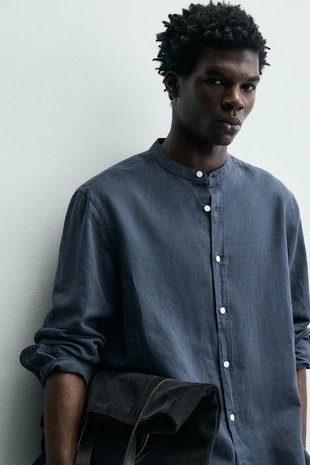 Рубашка из льна и хлопка- Заказать в России