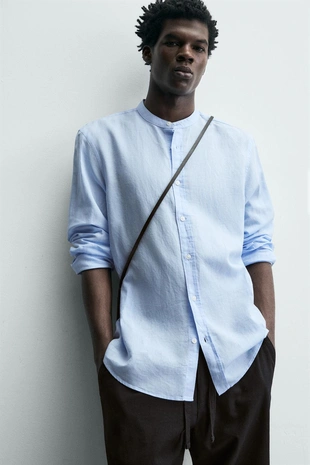 Рубашка из льна и хлопка- Заказать в России